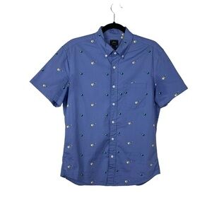J Crew Poplin Short Sleeve Shirt Guitar Print